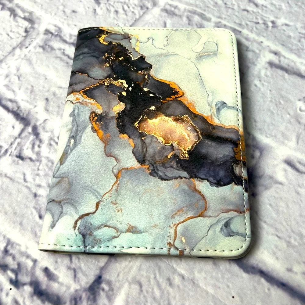 Marble Gold Accent Tablet Case - Light Blue & Black